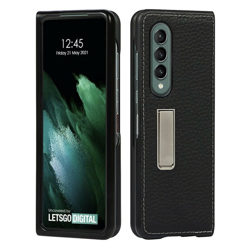 Etui do Samsung Galaxy Z Fold 3 5G Oryginalna Skórzana Obsługa Bez Użycia Rąk Litchi